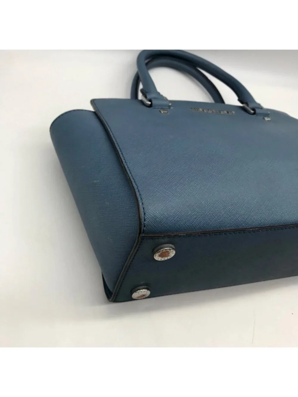Michael Kors Blue Saffiano Leather Selma Satchel
